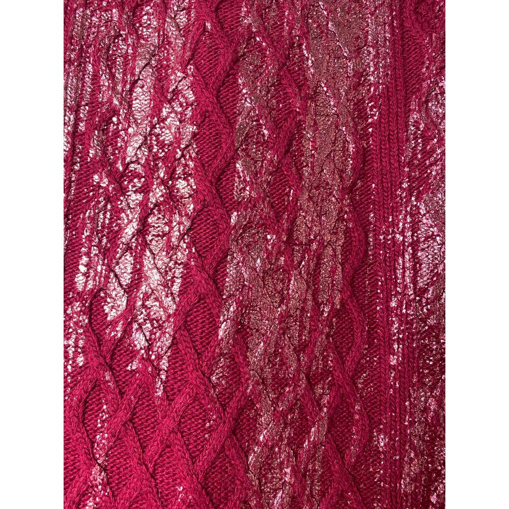 NEW ANTHROPOLOGIE SKIRT KNIT BURGUNDY RED METALLIC FESTIVE PARTY WOOL ALPACA - Picture 11 of 13